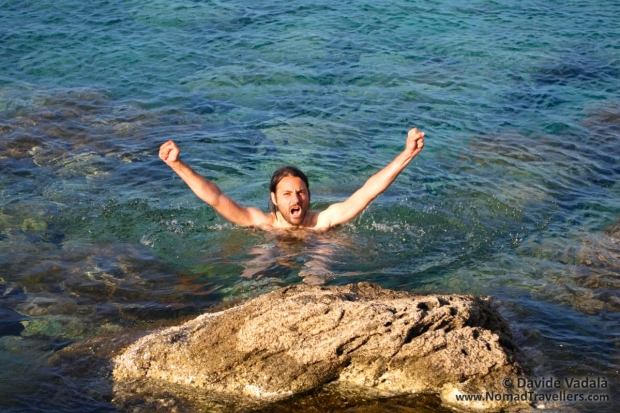 Davide challening the cold Greek waters