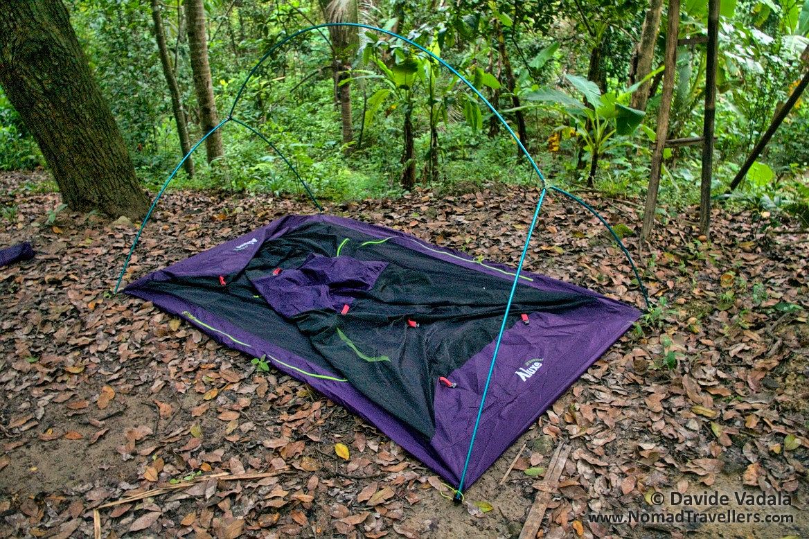 Setting up the tent