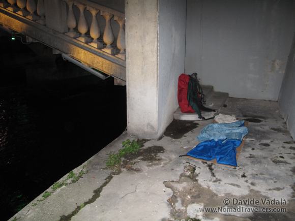 Sleeping under the bridge of the main square in Ljubiana