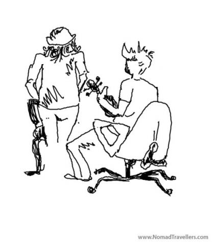 A drawing that Oti did with the e-book reader of our couchsurfing hosts