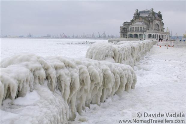 The frozen Black Sea creates incredible sculptures on the promenade