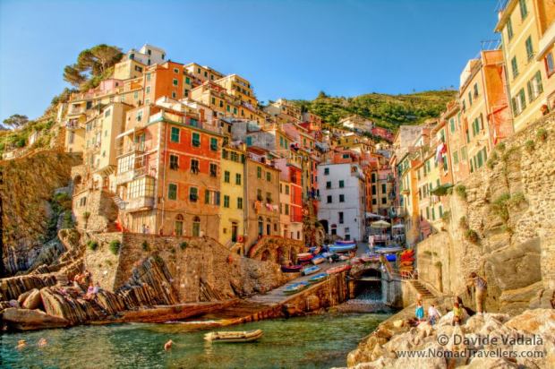 View of Riomaggiore and its harbour