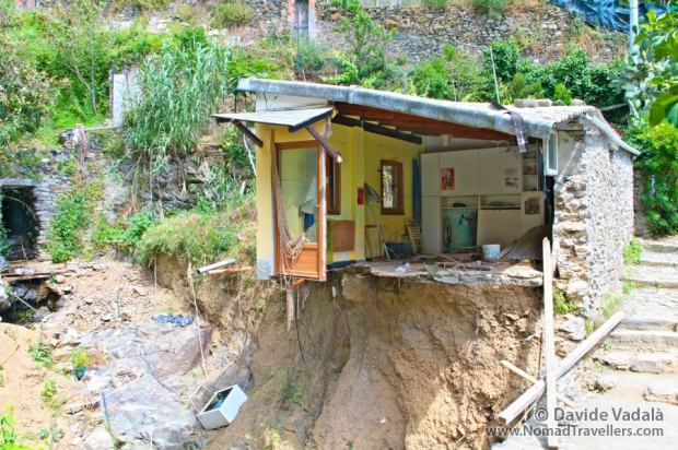 An house destroyed by the floods in Cinque Terre