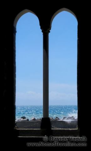 Sea in Cinque Terre seen from a window