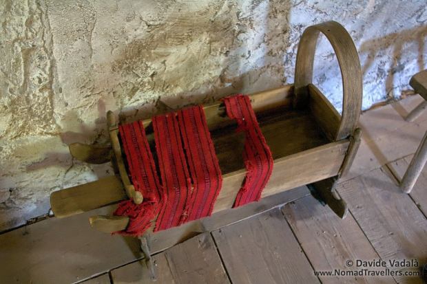 The cradle inside the lock-in-tower of Thethi