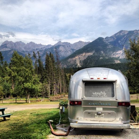 THe vintage 1976 Airstream travel trailer in Banff
