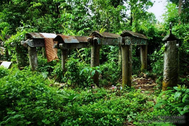 Dayak graves in front of Eheng Longhouse