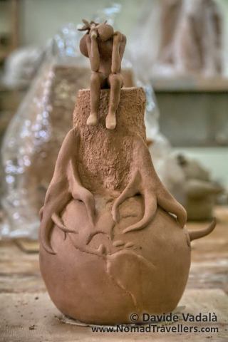 Traveller sitting on a cut trunk: artwork for Seni Kriya, Isi Yogyakarta