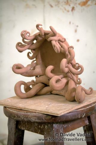 Traveller with the hair in the wind: back view