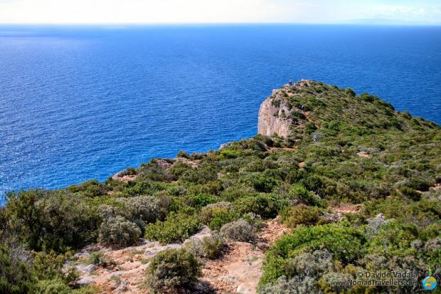 The steep cliff with the best view towards Navagio beach. The small track is visible
