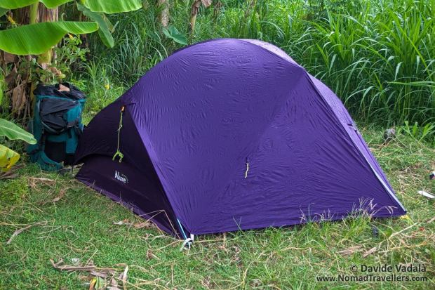 Rainfly set up of the Luxe Outdoor Sil Habitat tent