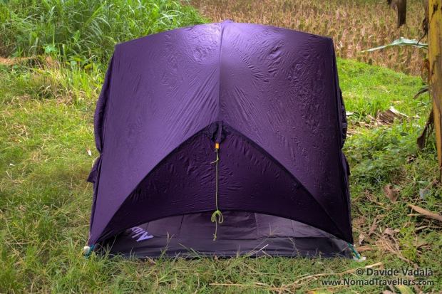 Side view of extra Footprint and Rainfly set up only