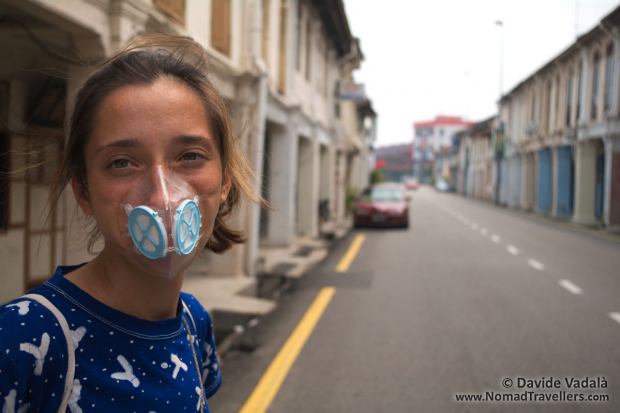 Oti with her Totobobo mask in Melaka
