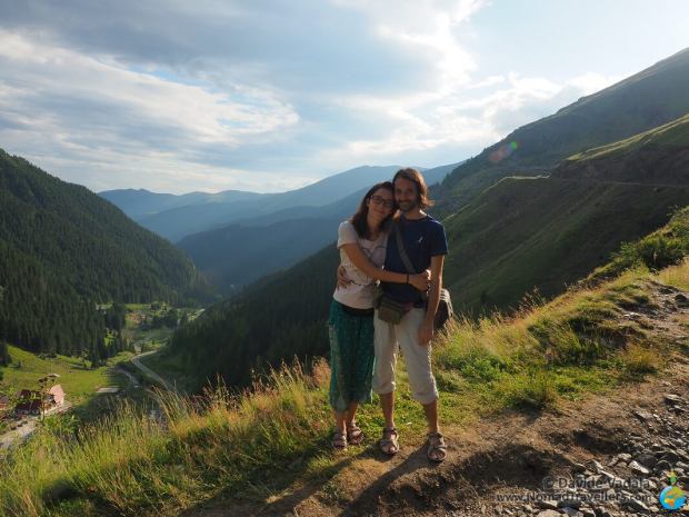 Davide and Oti with the view opposite the waterfall