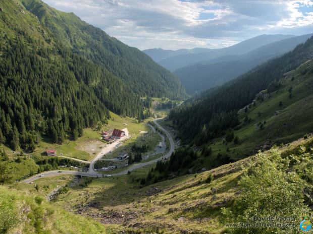 Amazing panorana from the viewpoint in front of Capra waterfall on the Transfagarasan road