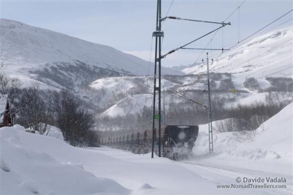 This train, running through the snow in Björkliden, is going back empty in Kiruna after having left its iron load in Narvik 7 Bjorkliden-Kiruna-iron-ore-mine6687