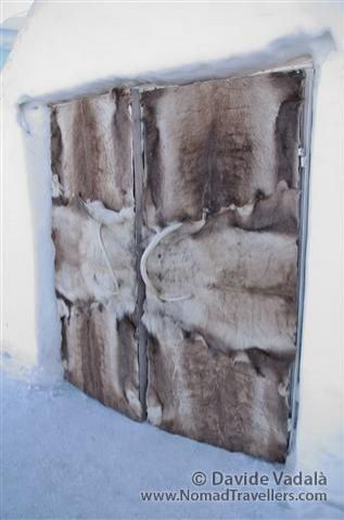 And Reindeer skin is used also to cover one of the entrance doors of the Ice Hotel in Jukkasjärvi 020 Ice-Hotel-Jukkasjarvi-Sweden 7246